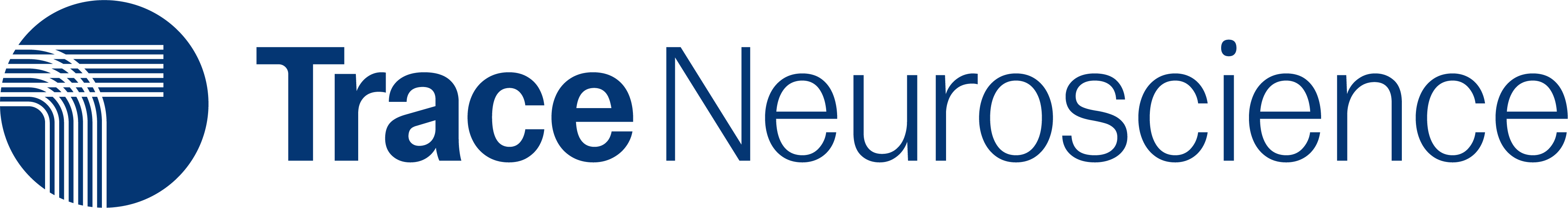 Blue circle logo with white lines and the text 'Trace Neuroscience' in blue. | Trace Neuroscience